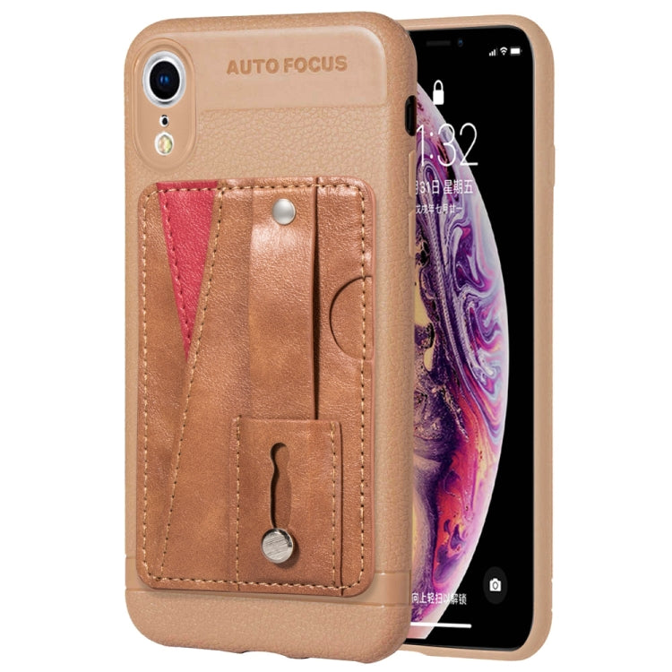 For iPhone X Litchi Texture Full Coverage Shockproof TPU Case with Card Slots & Holder