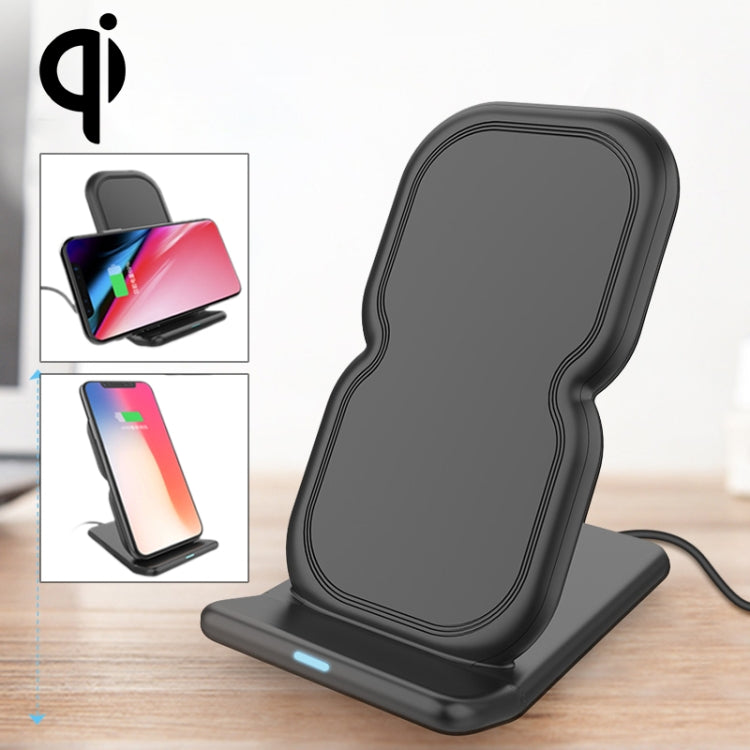HAMTOD 8 Shape Design Dual Coil Design Qi Standard Holder Wireless Charger with Indicator Light, Support Fast Charging, For iPhone, Galaxy, Huawei, Xiaomi, LG, HTC and Other QI Standard Smart Phones (Black)