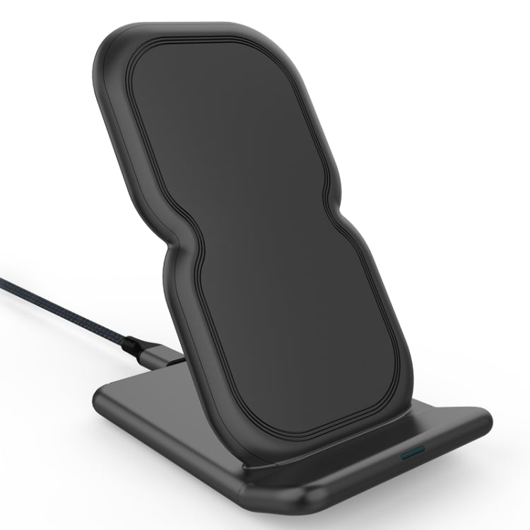 HAMTOD 8 Shape Design Dual Coil Design Qi Standard Holder Wireless Charger with Indicator Light, Support Fast Charging, For iPhone, Galaxy, Huawei, Xiaomi, LG, HTC and Other QI Standard Smart Phones (Black)
