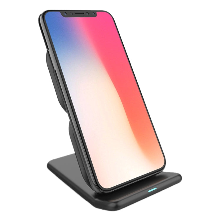 HAMTOD 8 Shape Design Dual Coil Design Qi Standard Holder Wireless Charger with Indicator Light, Support Fast Charging, For iPhone, Galaxy, Huawei, Xiaomi, LG, HTC and Other QI Standard Smart Phones (Black)