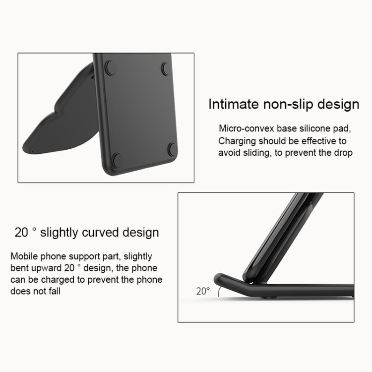 HAMTOD 8 Shape Design Dual Coil Design Qi Standard Holder Wireless Charger with Indicator Light, Support Fast Charging, For iPhone, Galaxy, Huawei, Xiaomi, LG, HTC and Other QI Standard Smart Phones (Black)