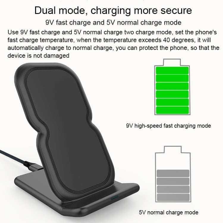 HAMTOD 8 Shape Design Dual Coil Design Qi Standard Holder Wireless Charger with Indicator Light, Support Fast Charging, For iPhone, Galaxy, Huawei, Xiaomi, LG, HTC and Other QI Standard Smart Phones (Black)