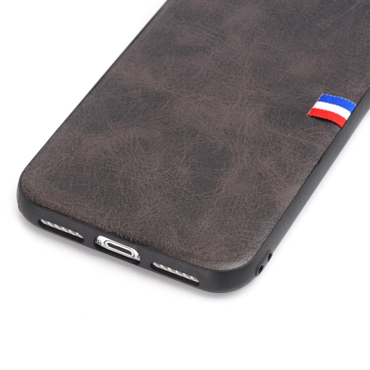 For iPhone X / XS PU Leather Crazy Horse Texture Flag Detail Protective Back Case