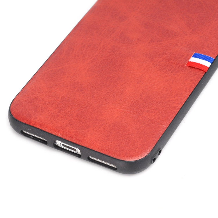 For iPhone X / XS PU Leather Crazy Horse Texture Flag Detail Protective Back Case