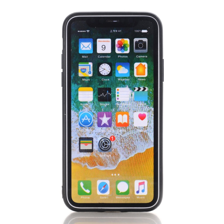 For iPhone X / XS PU Leather Crazy Horse Texture Flag Detail Protective Back Case