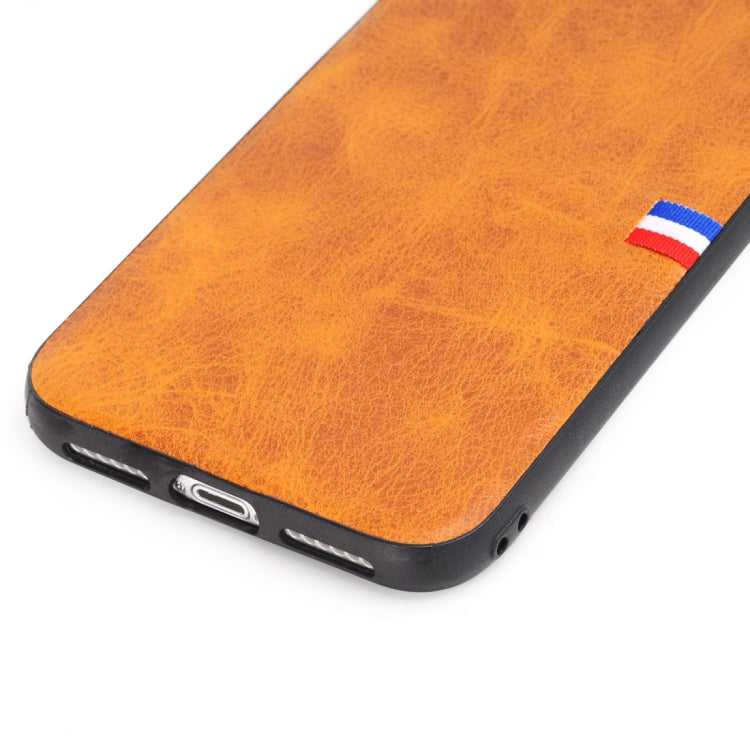 For iPhone X / XS PU Leather Crazy Horse Texture Flag Detail Protective Back Case