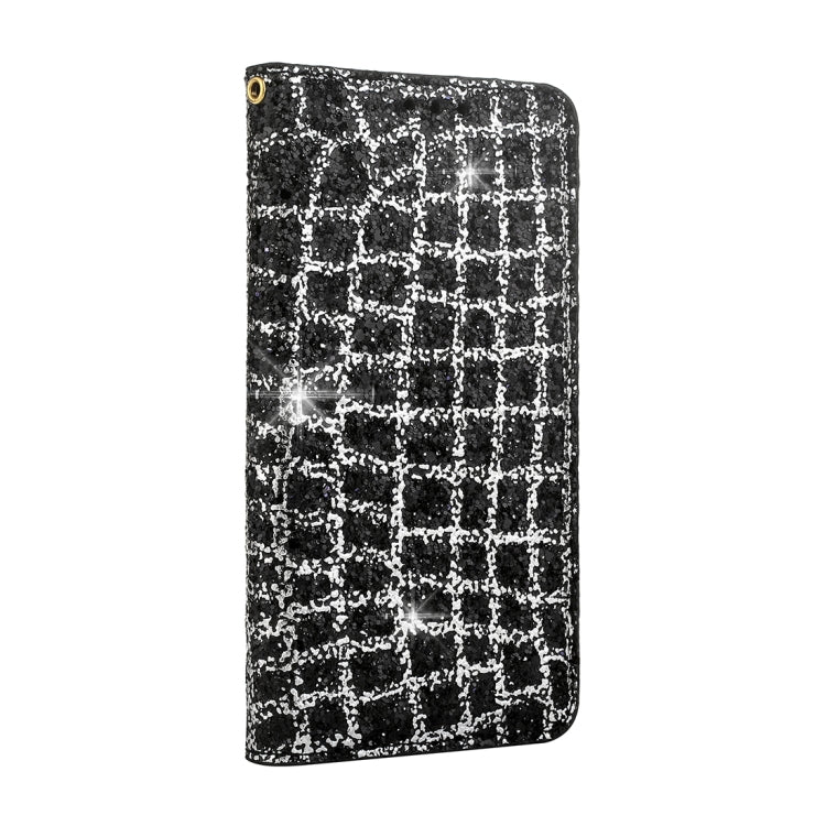 For iPhone X / XS Crack Texture Sequins Magnetic Horizontal Flip Leather Case with Holder & Card Slots