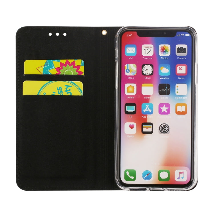 For iPhone X / XS Crack Texture Sequins Magnetic Horizontal Flip Leather Case with Holder & Card Slots