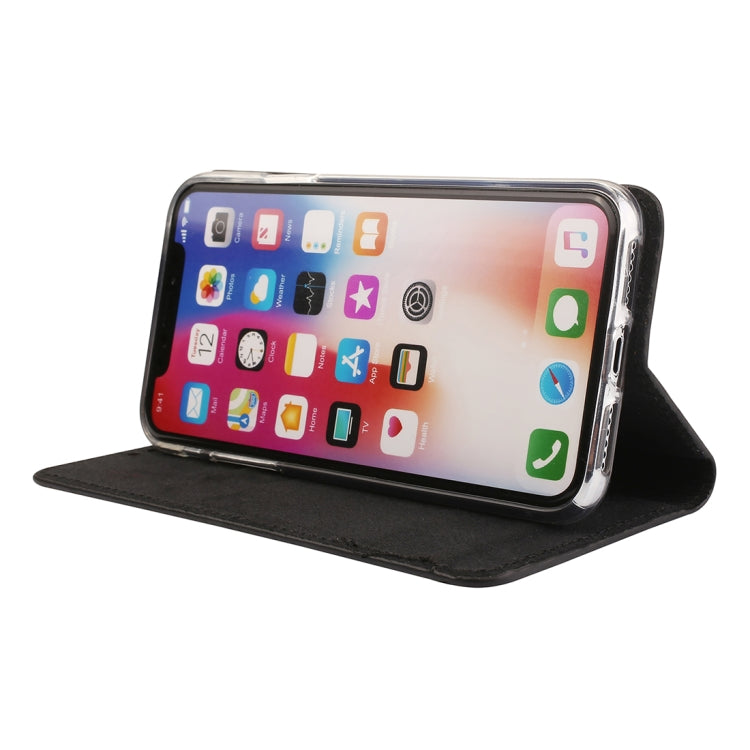 For iPhone X / XS Crack Texture Sequins Magnetic Horizontal Flip Leather Case with Holder & Card Slots