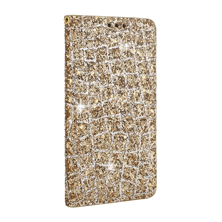 For iPhone X / XS Crack Texture Sequins Magnetic Horizontal Flip Leather Case with Holder & Card Slots