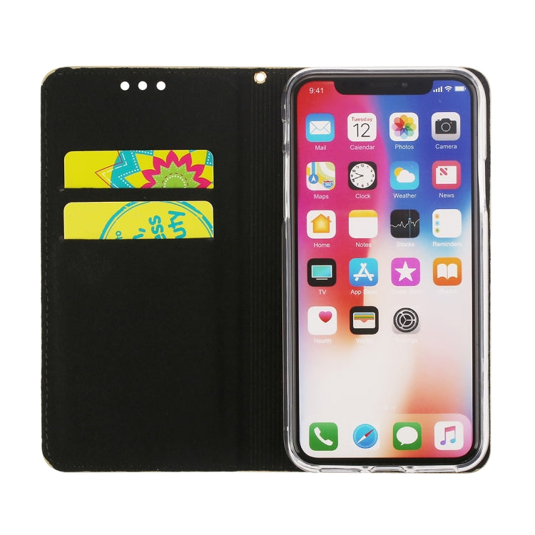 For iPhone X / XS Crack Texture Sequins Magnetic Horizontal Flip Leather Case with Holder & Card Slots