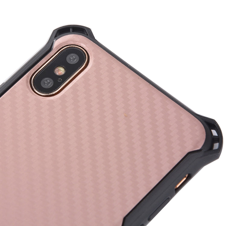 For iPhone X / XS Knit Texture TPU Dropproof Protective Back Cover Case (Rose Gold)