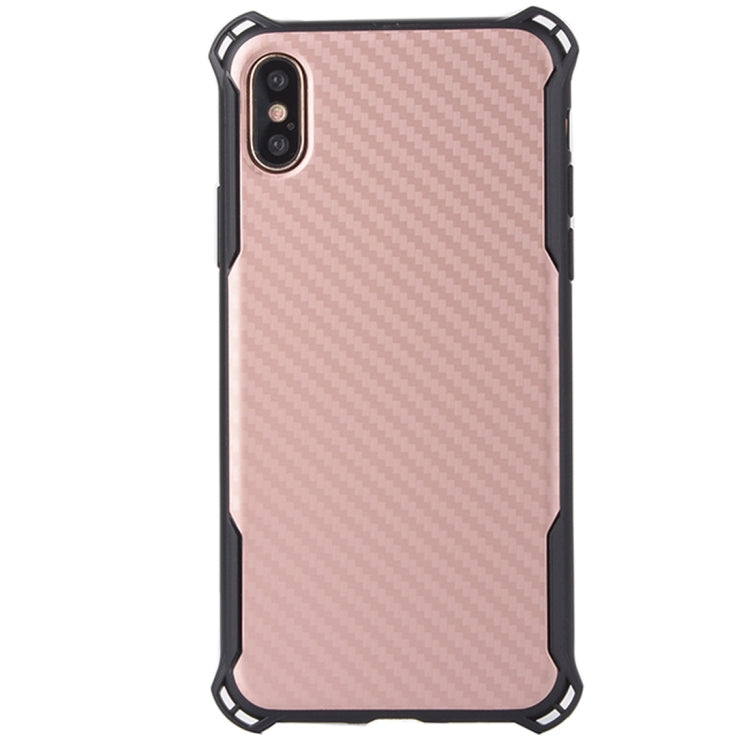 For iPhone X / XS Knit Texture TPU Dropproof Protective Back Cover Case (Rose Gold)