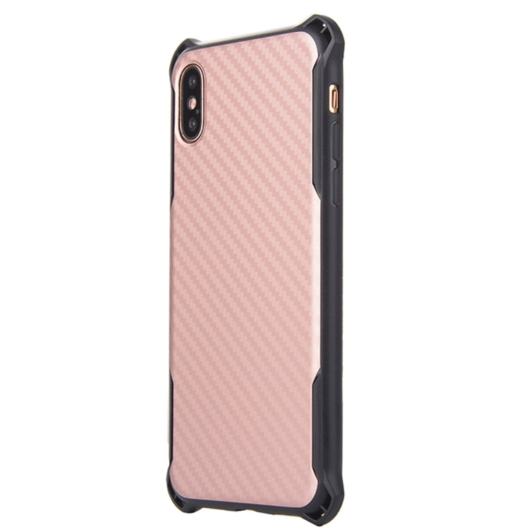 For iPhone X / XS Knit Texture TPU Dropproof Protective Back Cover Case (Rose Gold)
