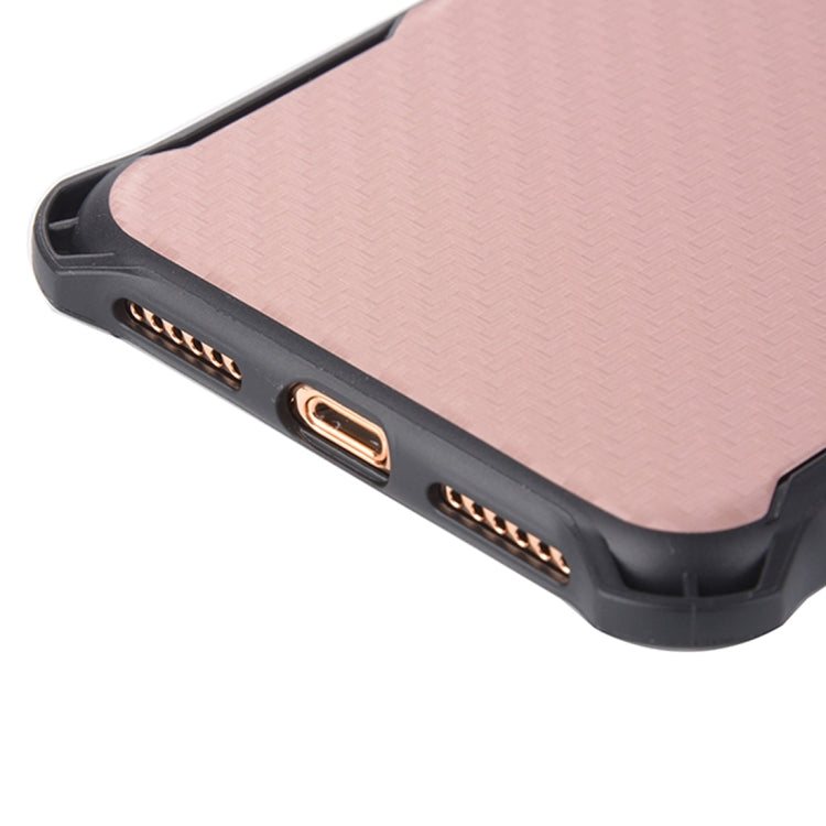 For iPhone X / XS Knit Texture TPU Dropproof Protective Back Cover Case (Rose Gold)