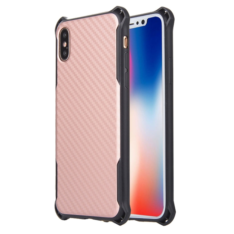 For iPhone X / XS Knit Texture TPU Dropproof Protective Back Cover Case (Rose Gold)