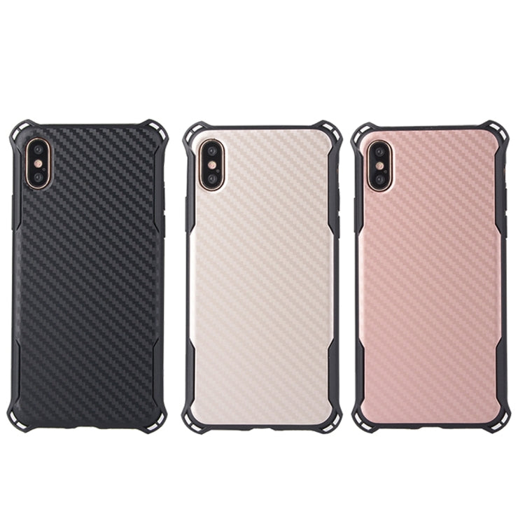 For iPhone X / XS Knit Texture TPU Dropproof Protective Back Cover Case (Rose Gold)