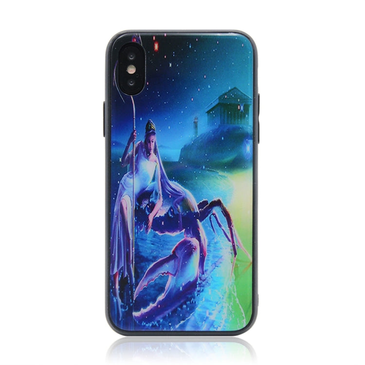 For iPhone X / XS TPU + Tempered Glass 3D Cartoon