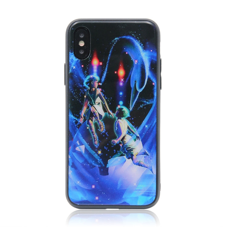 For iPhone X / XS TPU + Tempered Glass 3D Cartoon
