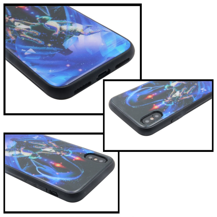 For iPhone X / XS TPU + Tempered Glass 3D Cartoon