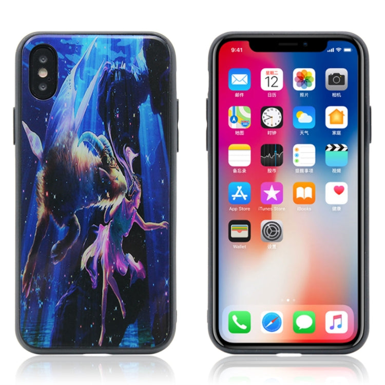 For iPhone X / XS TPU + Tempered Glass 3D Cartoon
