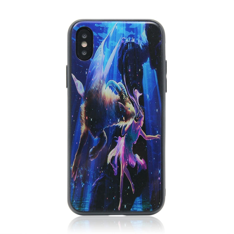For iPhone X / XS TPU + Tempered Glass 3D Cartoon