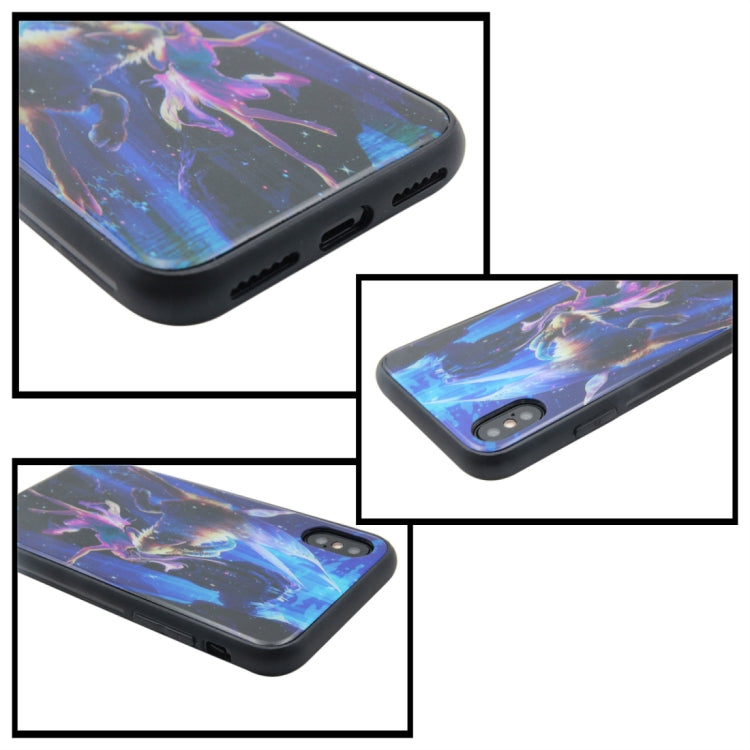 For iPhone X / XS TPU + Tempered Glass 3D Cartoon