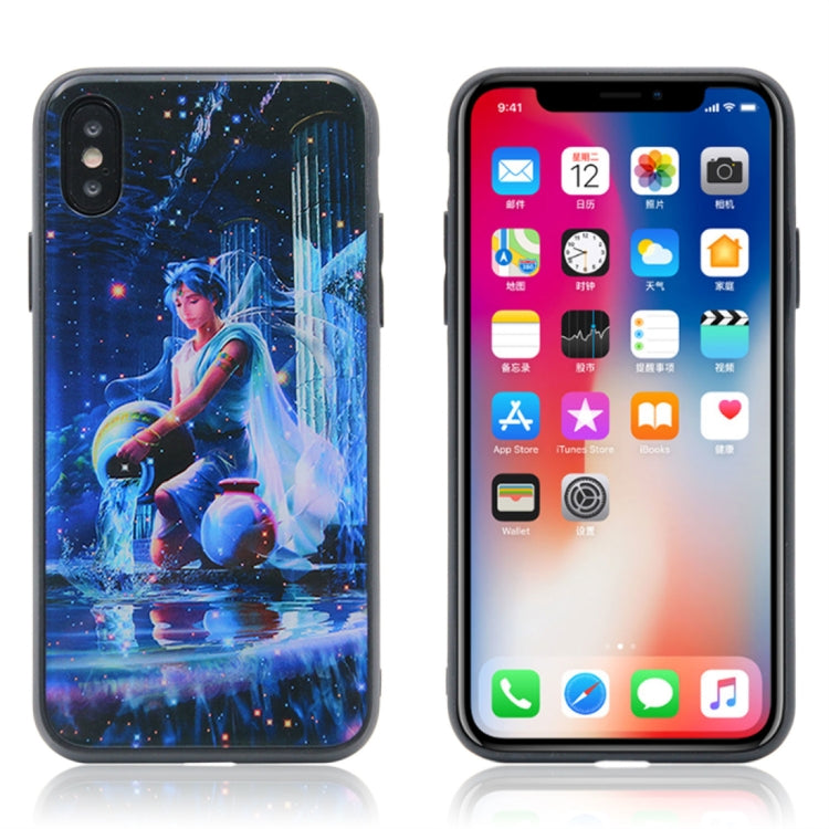 For iPhone X / XS TPU + Tempered Glass 3D Cartoon