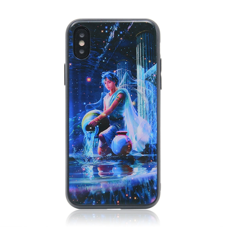 For iPhone X / XS TPU + Tempered Glass 3D Cartoon