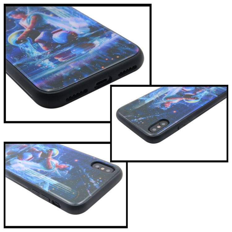 For iPhone X / XS TPU + Tempered Glass 3D Cartoon