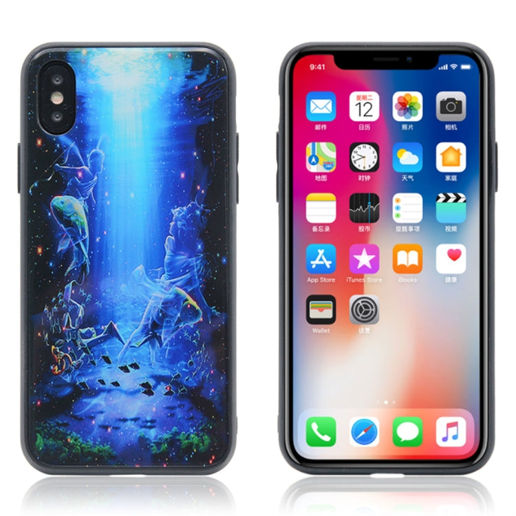 For iPhone X / XS TPU + Tempered Glass 3D Cartoon