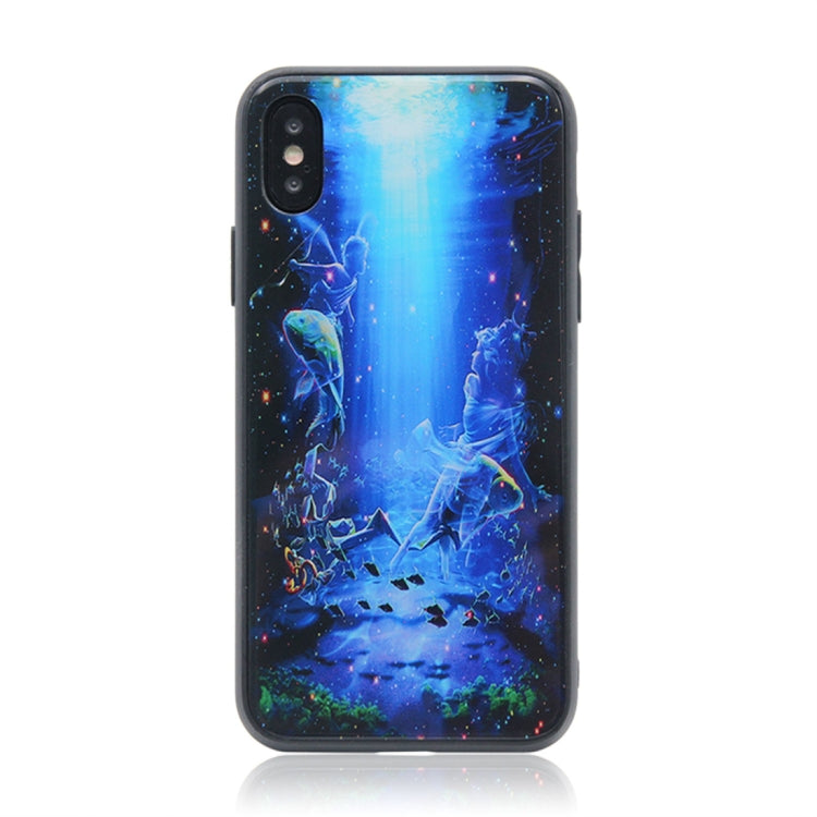 For iPhone X / XS TPU + Tempered Glass 3D Cartoon