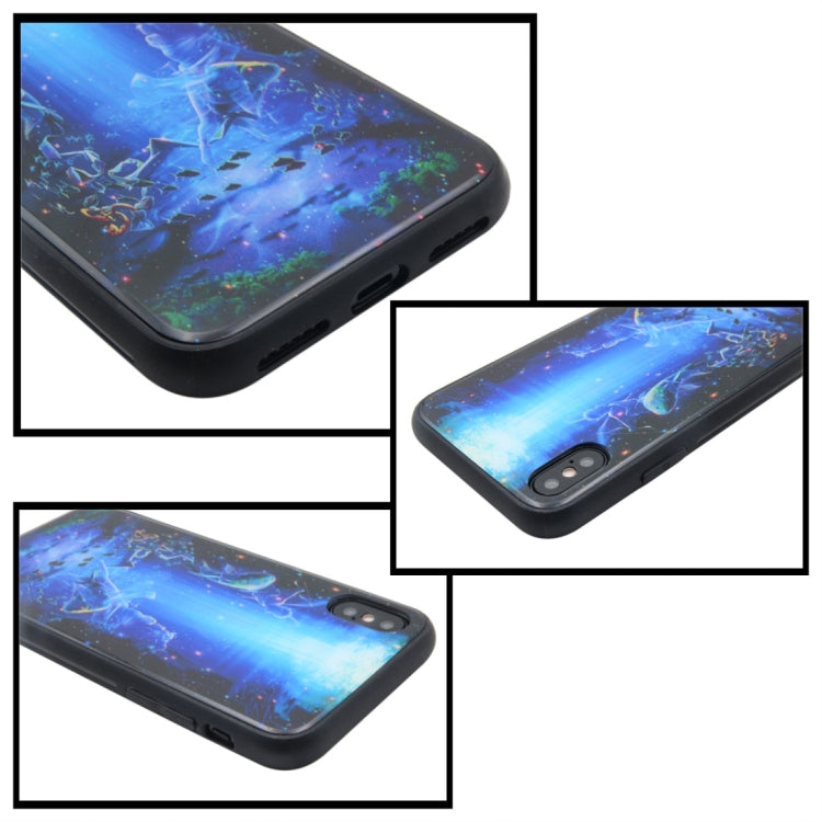 For iPhone X / XS TPU + Tempered Glass 3D Cartoon