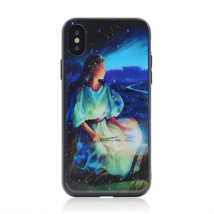 For iPhone X / XS TPU + Tempered Glass 3D Cartoon