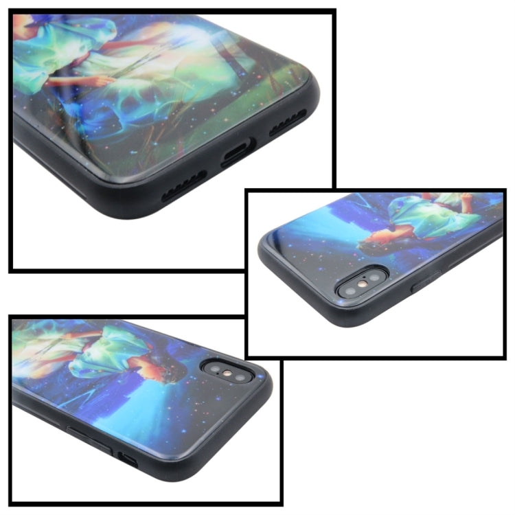 For iPhone X / XS TPU + Tempered Glass 3D Cartoon