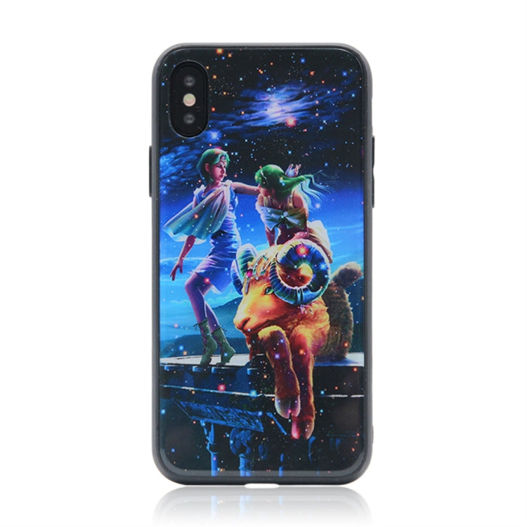 For iPhone X / XS TPU + Tempered Glass 3D Cartoon