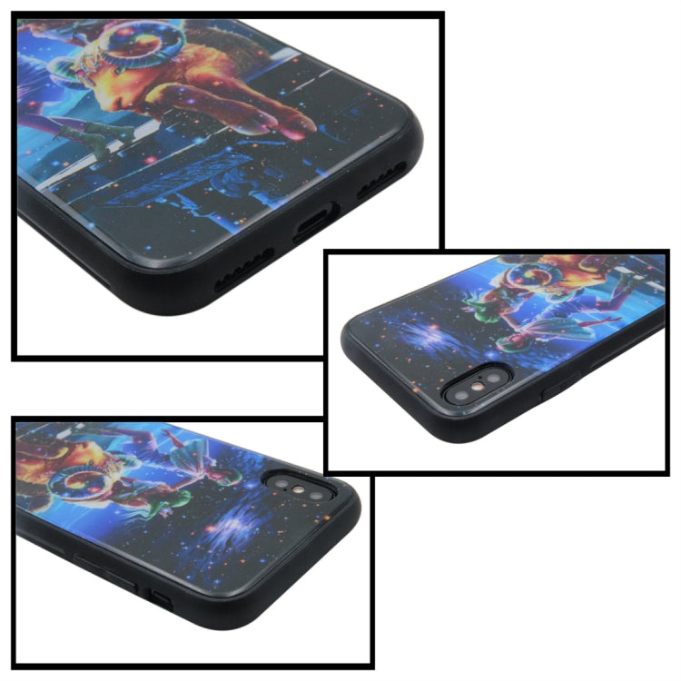 For iPhone X / XS TPU + Tempered Glass 3D Cartoon