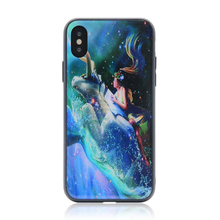 For iPhone X / XS TPU + Tempered Glass 3D Cartoon
