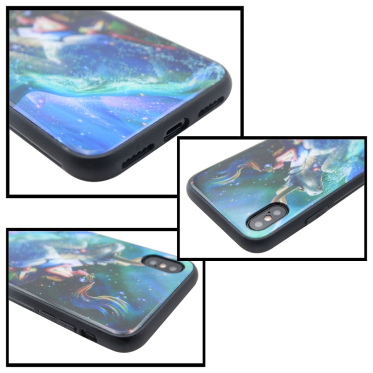 For iPhone X / XS TPU + Tempered Glass 3D Cartoon