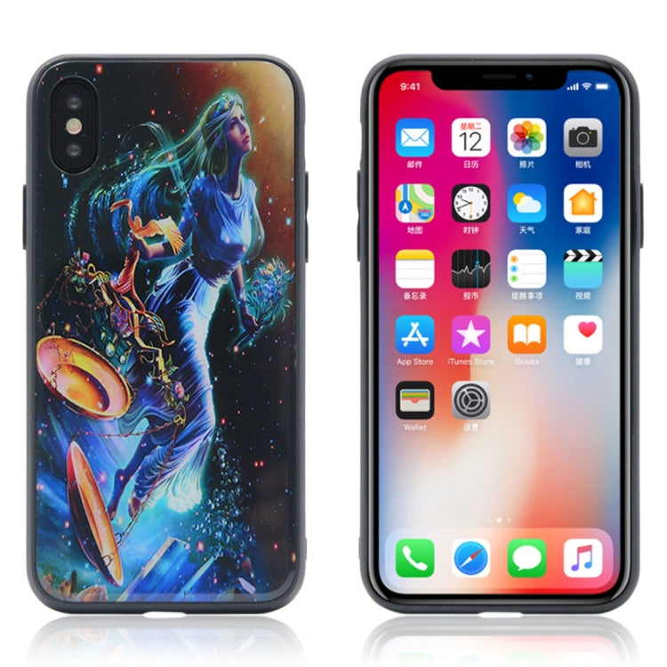For iPhone X / XS TPU + Tempered Glass 3D Cartoon