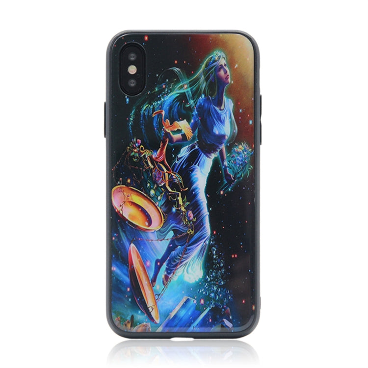 For iPhone X / XS TPU + Tempered Glass 3D Cartoon