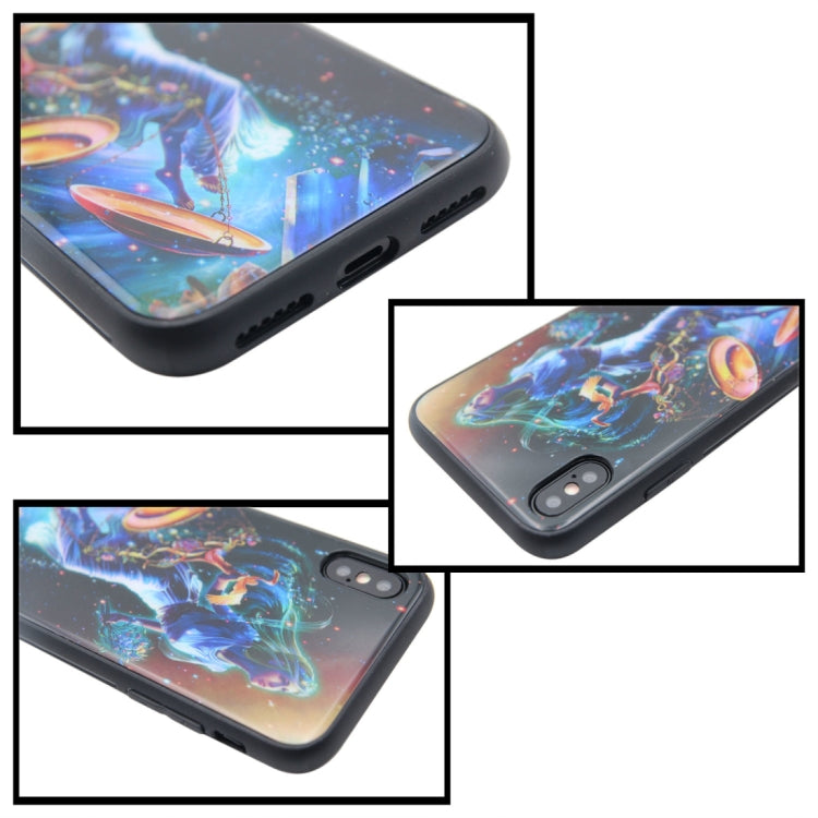 For iPhone X / XS TPU + Tempered Glass 3D Cartoon
