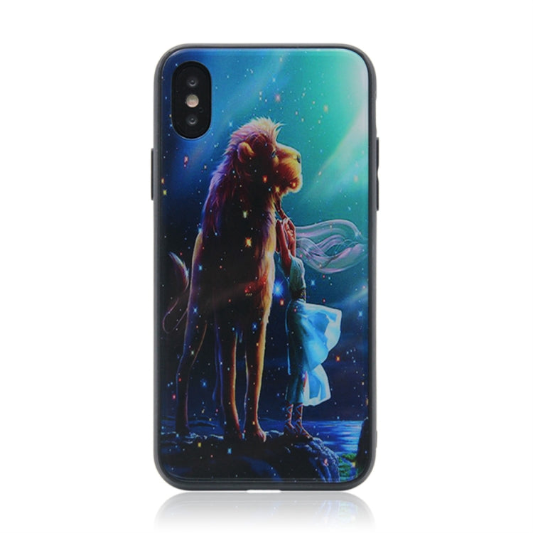 For iPhone X / XS TPU + Tempered Glass 3D Cartoon