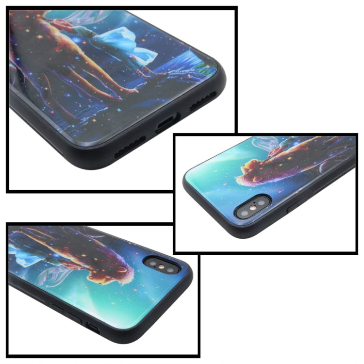 For iPhone X / XS TPU + Tempered Glass 3D Cartoon