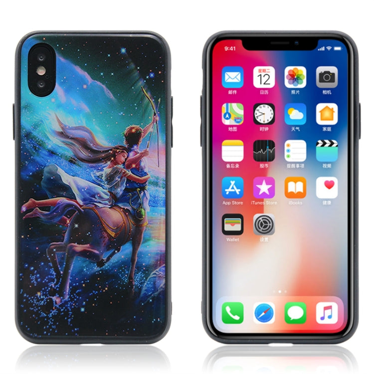 For iPhone X / XS TPU + Tempered Glass 3D Cartoon