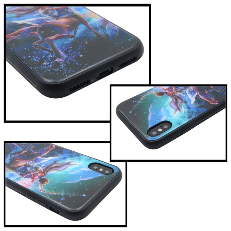 For iPhone X / XS TPU + Tempered Glass 3D Cartoon