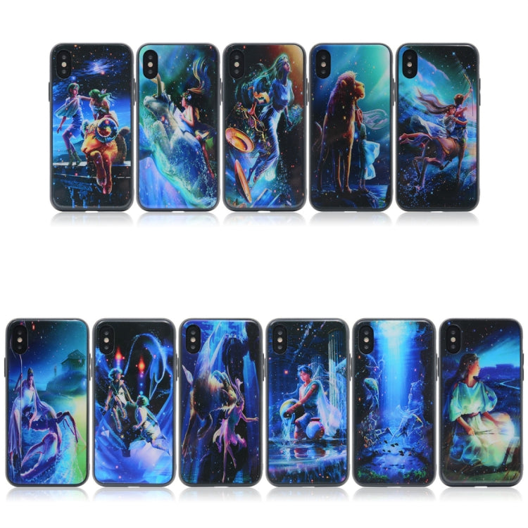 For iPhone X / XS TPU + Tempered Glass 3D Cartoon