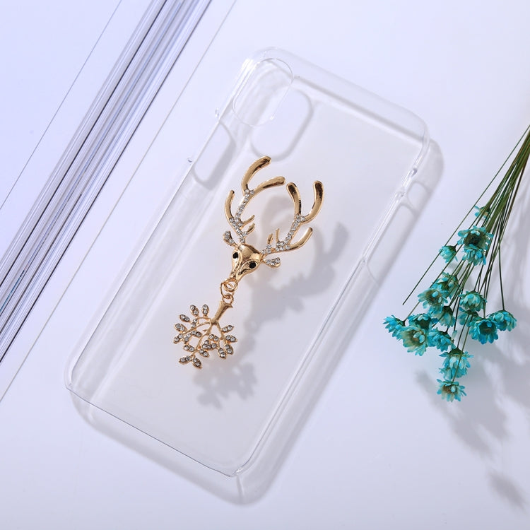 For iPhone X / XS Fashion 3D Diamond Elk Pattern Transparent Protective Back Cover Case