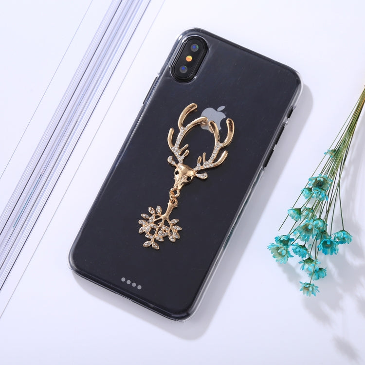 For iPhone X / XS Fashion 3D Diamond Elk Pattern Transparent Protective Back Cover Case
