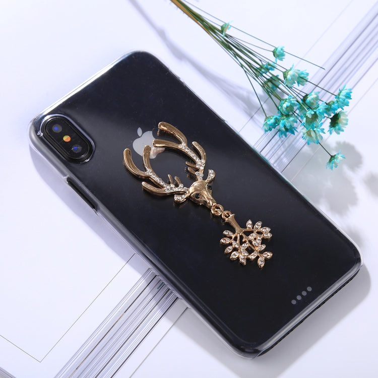 For iPhone X / XS Fashion 3D Diamond Elk Pattern Transparent Protective Back Cover Case